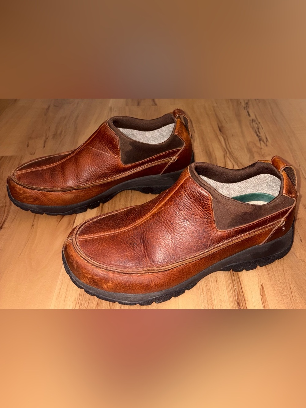 LL Bean Brown Leather Slip On Casual Loafers Shoes
